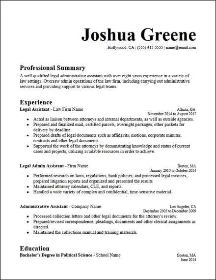 legal_admin_assistant_resume_template