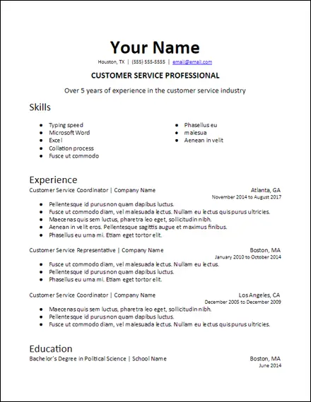 Specific_Industry_Professional_Summary_Resume