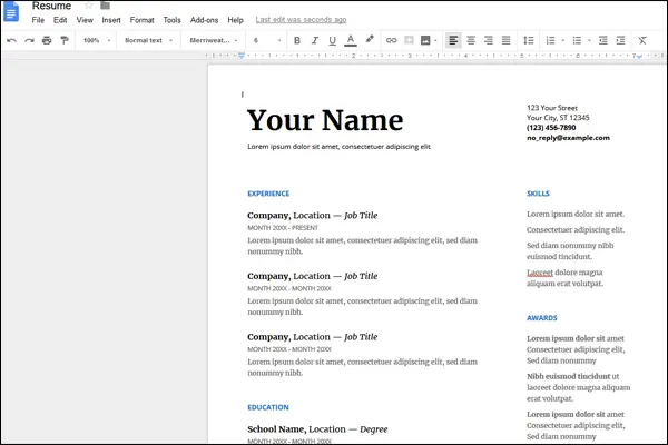 google_docs_resume_template_editing