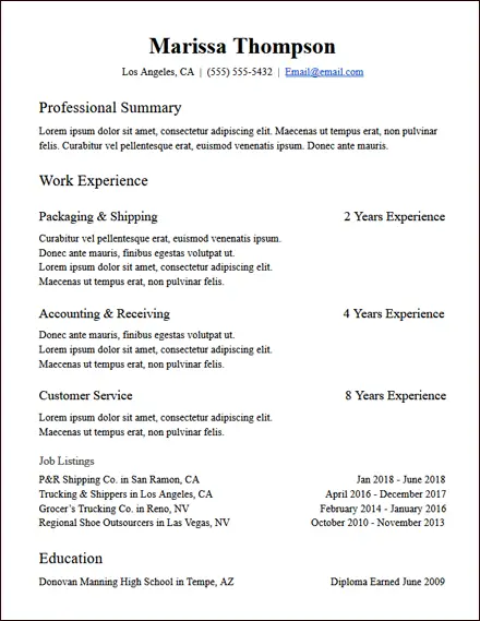 years_of_experience_functional_resume_template