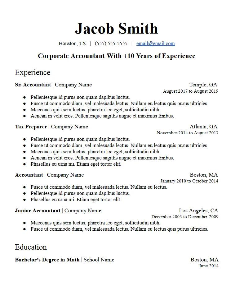 profile summary sample resume template